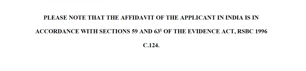 Canadian Affidavit 